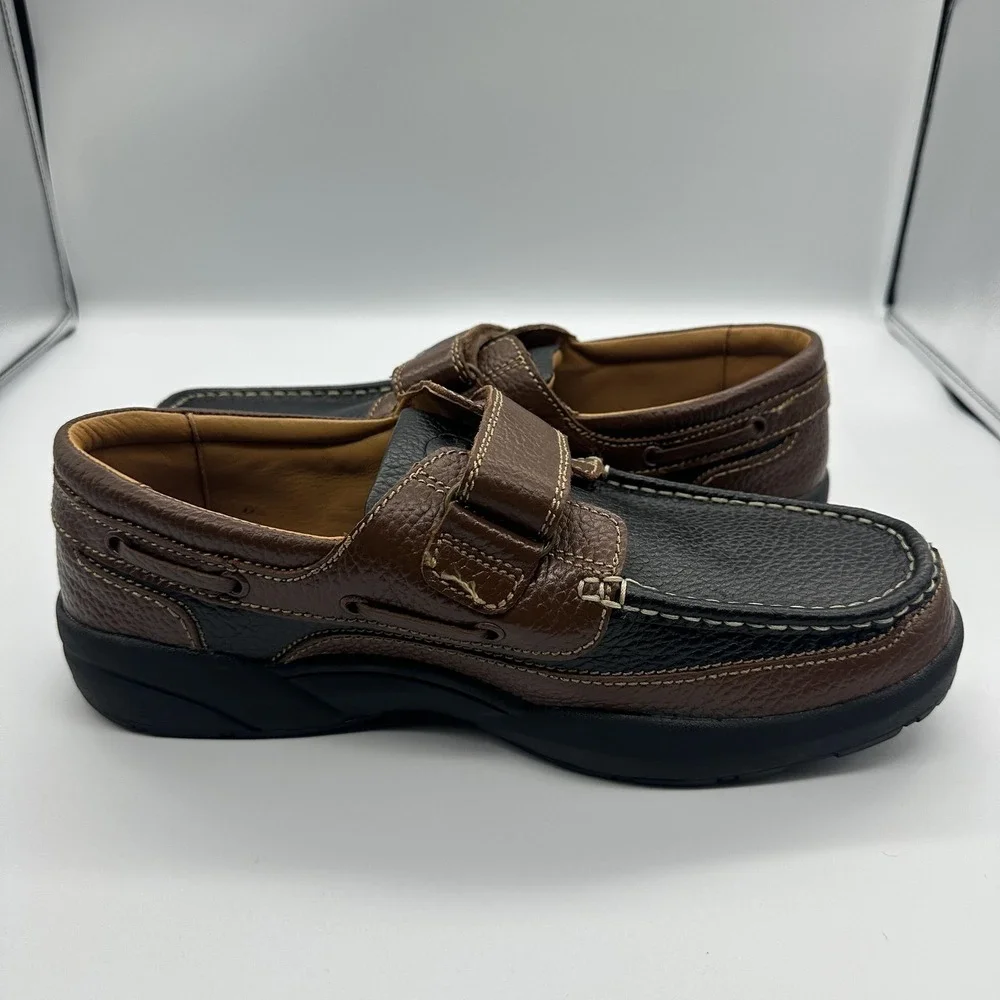 Dr Comfort Shoes Mens Size 11 W‎ Brown Leather Boat Hook & Loop Orthopedic